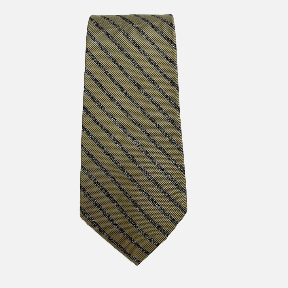 Hickey-Freeman Green Striped Silk Tie